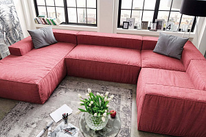 Бескаркасный диван Фри в красном цвете на заказ 